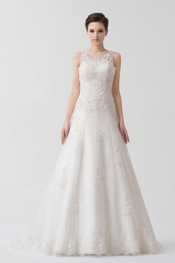 Elegantes langes weißes Ärmelloses Brautkleider 2015 Online
