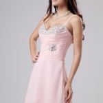 A linie Rosa High Low Chiffon Brautjungfernkleid Cocktailkleid