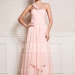 Elegant Lang Rosa A Linie Chiffon Abendkleid