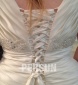Ärmelloses Wrap Perlen verziertes Satin Brautkleid in Übergröße