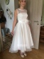 Elegantes Knielanges A-Linie Rund-Ausschnitt Hochzeitskleid