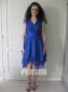 Elegantes A Linie V Ausschnitt Blaues Knielanges Abendkleider
