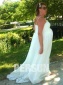 Schönes weißes A-Linie Empire Ärmelloses Brautkleider aus Chiffon